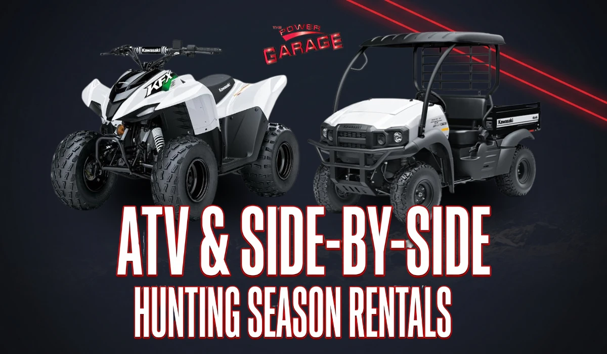 ATV & Side-by-Side Hunting Season Rentals ATV and side-by-side hunting season rental promotional graphic, Woodstock Ontario